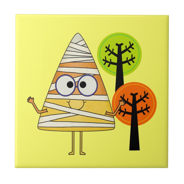 Azulejo De Cerâmica Candy Corn Mummy Halloween (Frente)