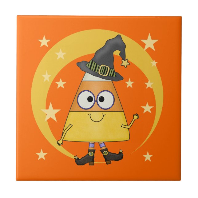 Azulejo De Cerâmica Candy Corn Witch Halloween (Frente)