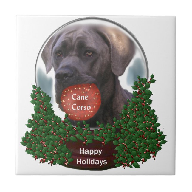 Azulejo De Cerâmica Cane Corso Christmas (Frente)