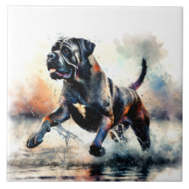 Azulejo De Cerâmica Cane Corso de Cane, com uma aquarela
