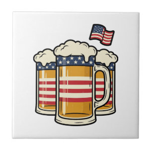 Azulejo De Cerâmica Caneca de Cerveja Patriótica Design Vetorial Vinta