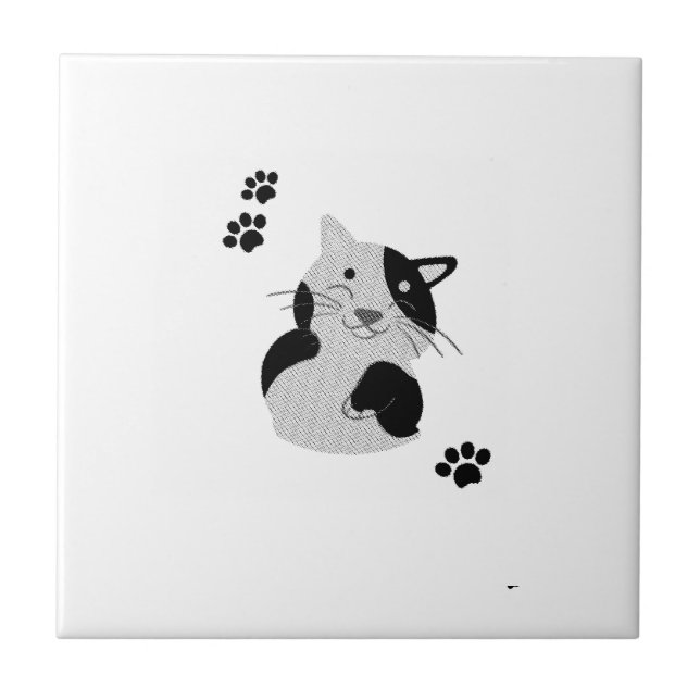 Azulejo De Cerâmica Caneca Gato Fofo (Frente)