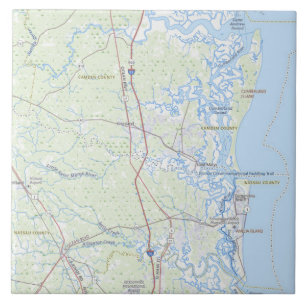 Azulejo De Cerâmica Caneca Mapa da Costa da Ilha Cumberland Geórgia