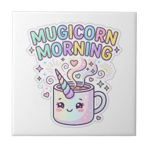 Azulejo De Cerâmica Caneca Unicórnio Manhã Desenho Gráfico Zazzle Des
