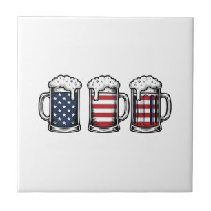 Azulejo De Cerâmica Canecas de Cerveja Patrióticas Design de Camiseta 