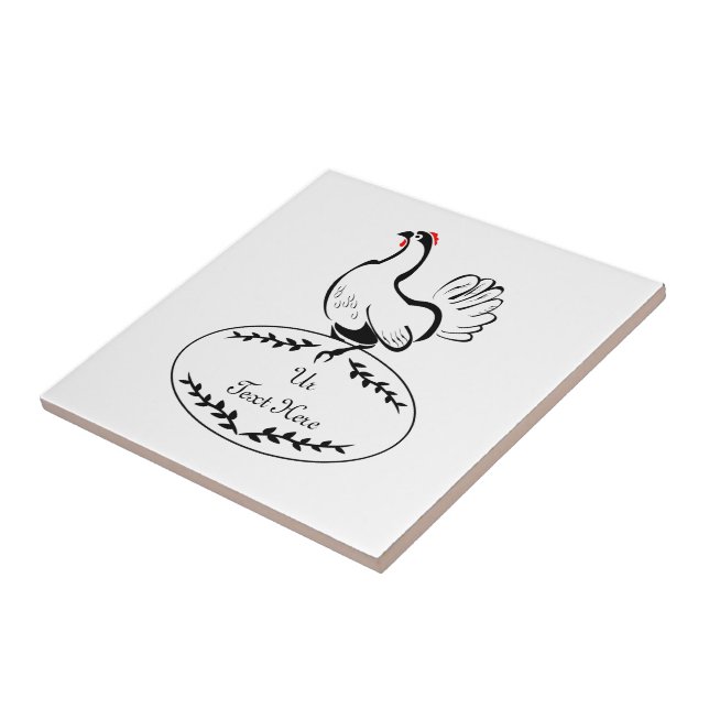 Azulejo De Cerâmica Caneta Clássica Preta e Branca em Ovo Monograma (Lateral)