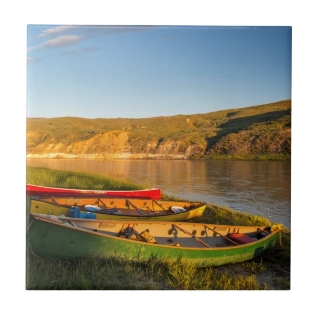 Azulejo De Cerâmica Canoagem Ao Longo Dos Clipes Brancos Do Missouri (Frente)