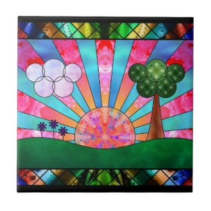 Azulejo De Cerâmica Canticle do azulejo/Trivet decorativos de Sun