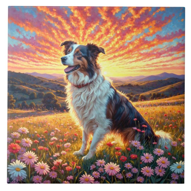 Azulejo De Cerâmica Cão Border Collie (Frente)