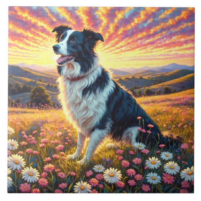 Azulejo De Cerâmica Cão Border Collie (Frente)