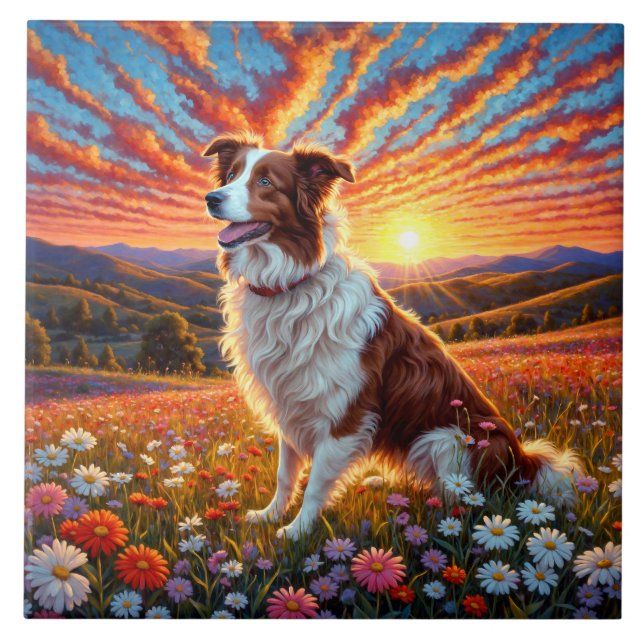 Azulejo De Cerâmica Cão Border Collie (Frente)