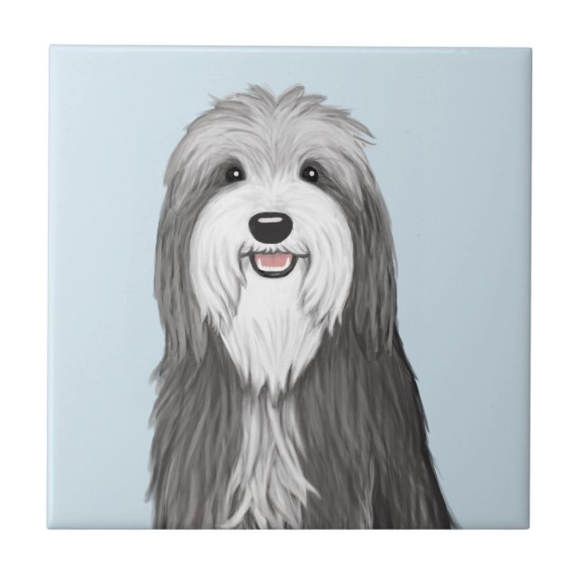 Azulejo De Cerâmica Cão Cartoon Collie (Frente)