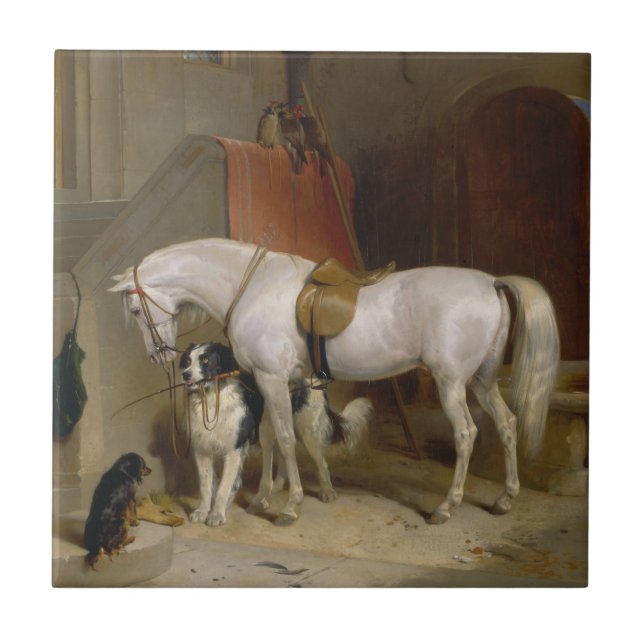 Azulejo De Cerâmica Cão-cavalo Favoritos pintura arte Landseer (Frente)