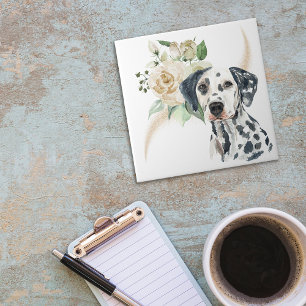 Azulejo De Cerâmica Cão Dalmático, Buquê de Rosa Branco