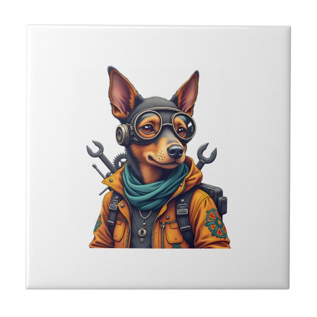 Azulejo De Cerâmica Cão de Aventura   (Frente)