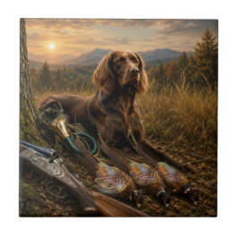 Azulejo De Cerâmica Cão de Caça Pointer Alemão de Pelo Longo
