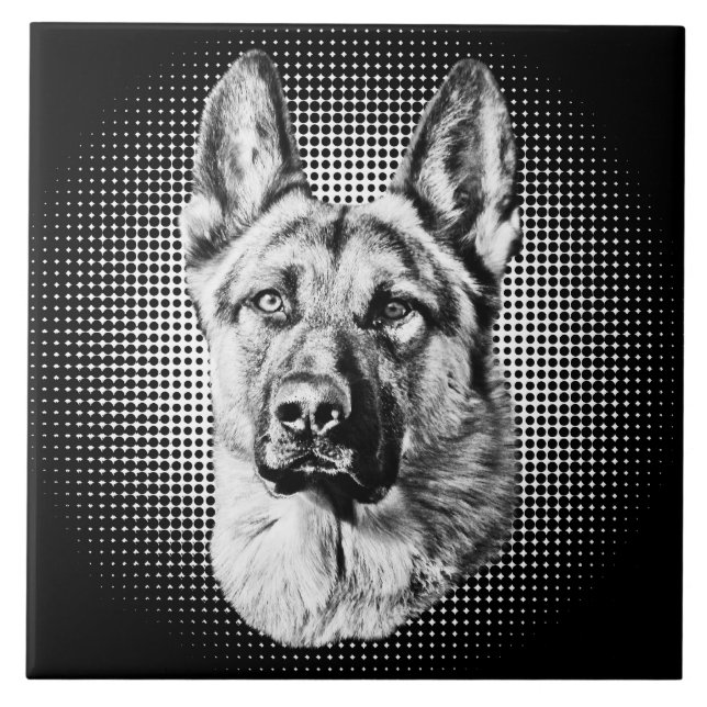Azulejo De Cerâmica Cão de german shepherd (Frente)