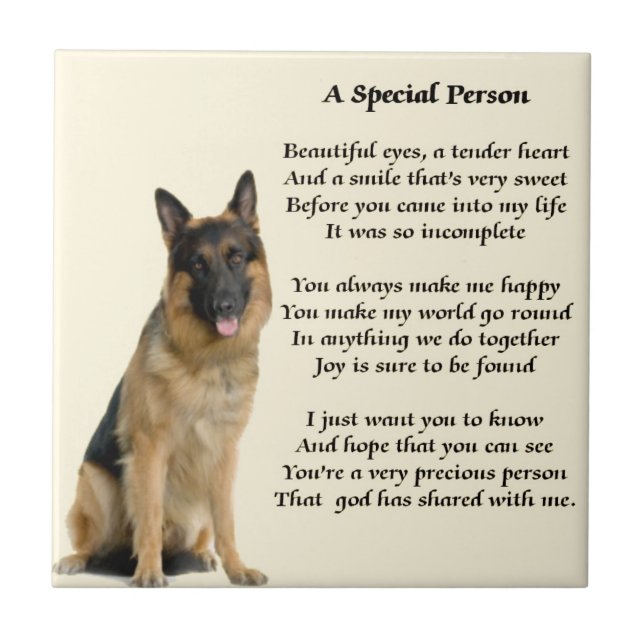 Azulejo De Cerâmica Cão de german shepherd - poema especial da pessoa (Frente)