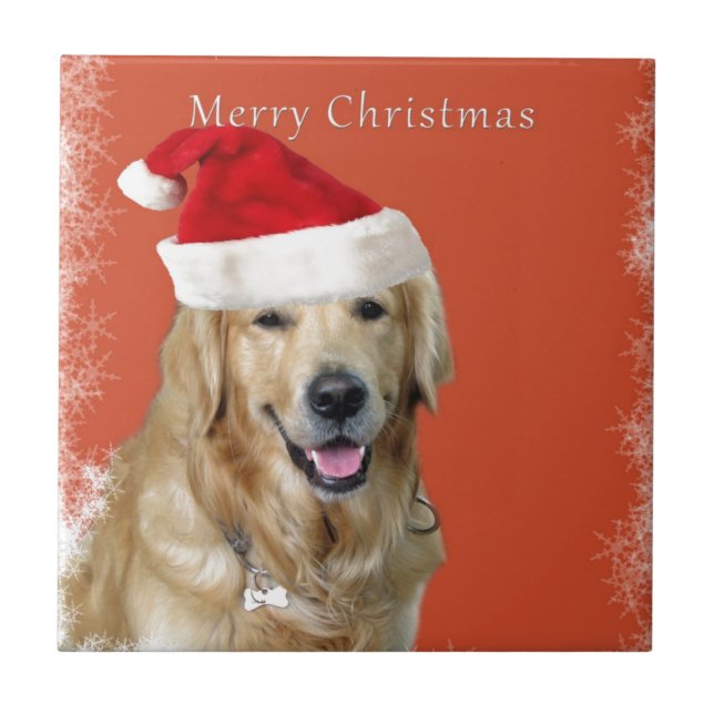 Azulejo De Cerâmica Cão de Natal (Frente)