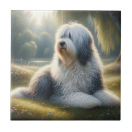 Azulejo De Cerâmica Cão de Pastoreio Inglês Antigo