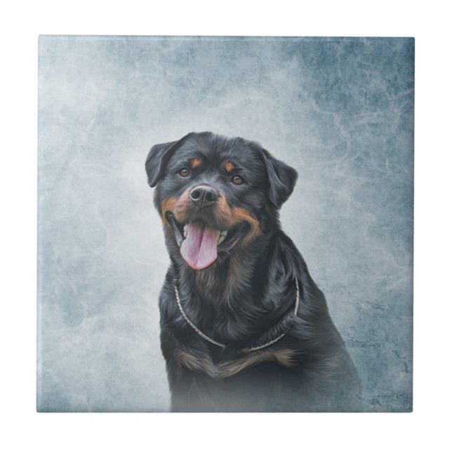 Azulejo De Cerâmica Cão de Rottweiler (Frente)