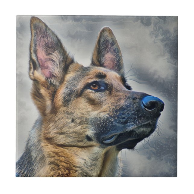 Azulejo De Cerâmica Cão german shepherd (Frente)