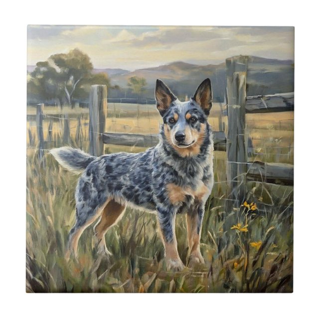 Azulejo De Cerâmica Cão Pastor Australiano (Frente)