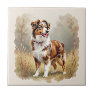 Azulejo De Cerâmica Cão Pastor Australiano Vermelho Merle Aussie