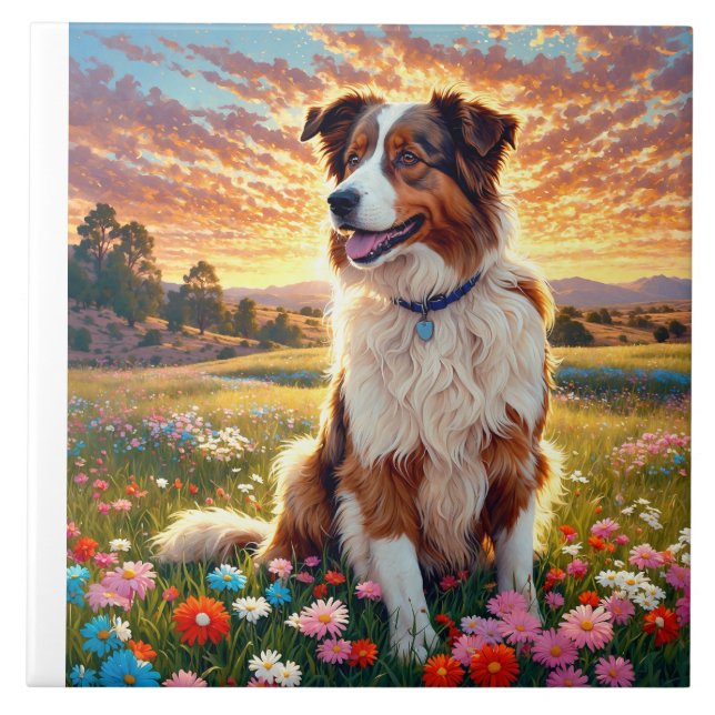 Azulejo De Cerâmica Cão Pastor Border Collie (Frente)