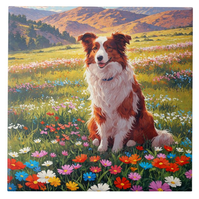 Azulejo De Cerâmica Cão Pastor Border Collie (Frente)