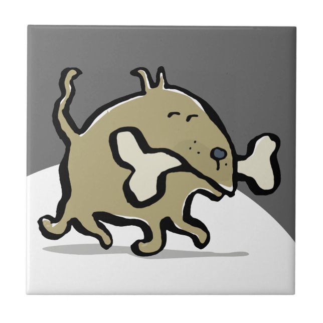 Azulejo De Cerâmica cão pequeno, osso grande (Frente)