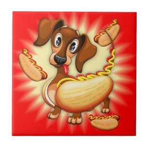 Azulejo De Cerâmica Cão Quente do Dachshund