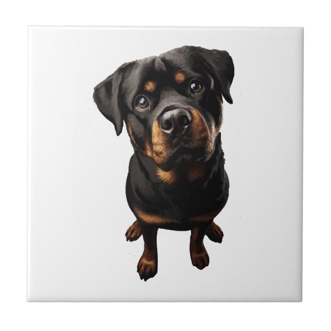 Azulejo De Cerâmica cão rottweiler (Frente)