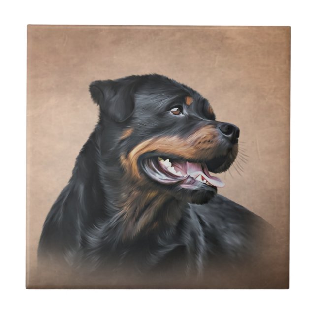 Azulejo De Cerâmica Cão rottweiler (Frente)