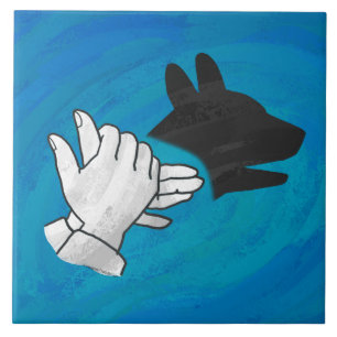 Azulejo De Cerâmica Cão Sombra em Azul