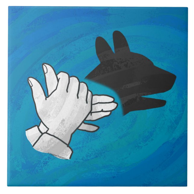 Azulejo De Cerâmica Cão Sombra em Azul (Frente)