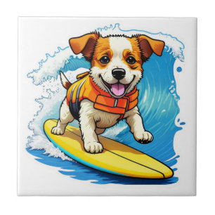 Azulejo De Cerâmica Cão surfador