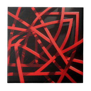 Azulejo De Cerâmica Caos Abstrato Geométrico Vermelho