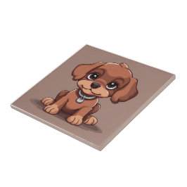 Azulejo De Cerâmica Cãozinho castanho-branco