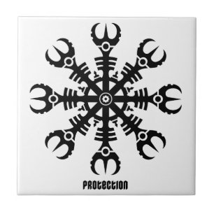 Azulejo De Cerâmica Capacete do incrédulo - Aegishjalmur No.2 (preto)