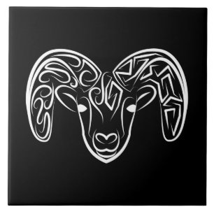 Azulejo De Cerâmica Capim/ovelha, tribal, preto e branco
