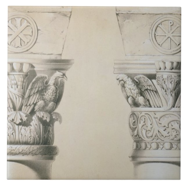 Azulejo De Cerâmica Capitais bizantinos das colunas no nave do (Frente)