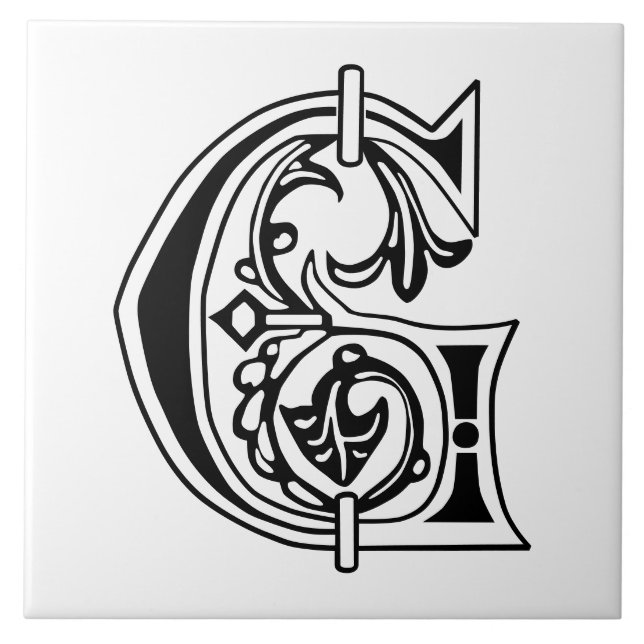 Azulejo De Cerâmica Capital Decorativo Botânico Medieval G (Frente)