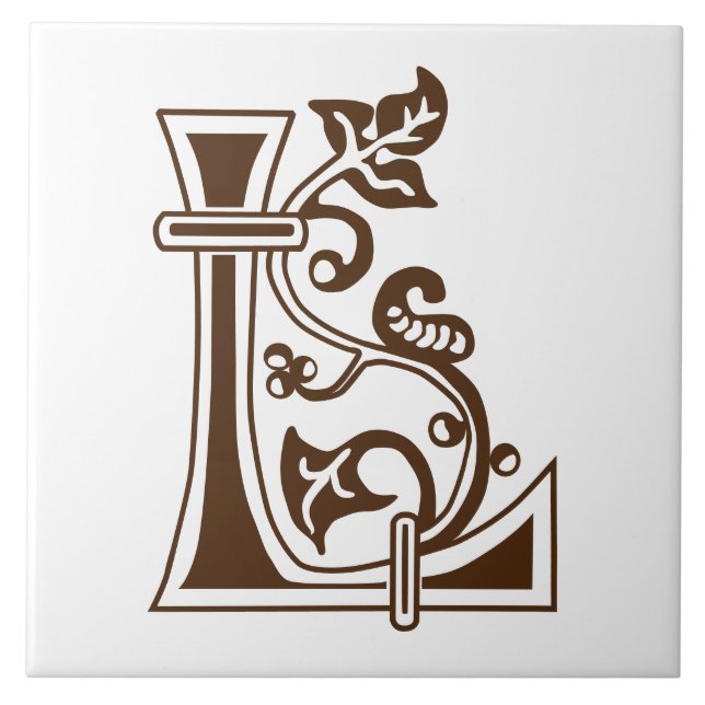 Azulejo De Cerâmica Capital Decorativo Botânico Medieval L (Frente)