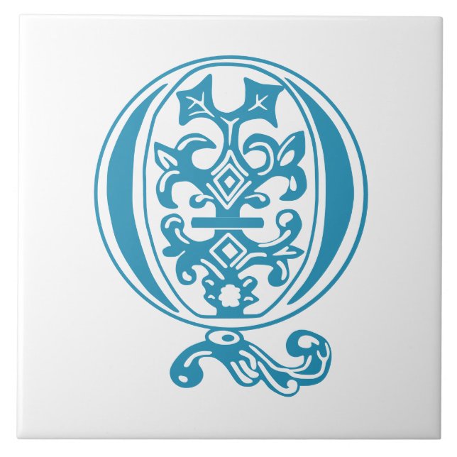 Azulejo De Cerâmica Capital Decorativo Botânico Medieval Q (Frente)