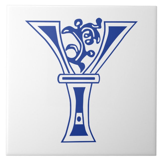 Azulejo De Cerâmica Capital Decorativo Botânico Medieval Y (Frente)