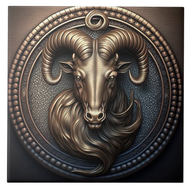 Azulejo De Cerâmica Capricórnio Sinal Zodiac Capricórnio Horoscópio (Frente)