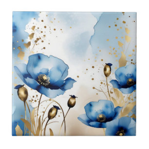 Azulejo De Cerâmica Cápsulas Azuis Florais
