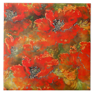 Azulejo De Cerâmica Cápsulas de Aquarela Vermelha-Laranja