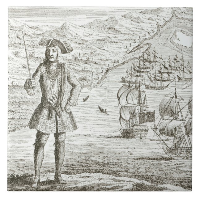 Azulejo De Cerâmica Captain Bartholomew Roberts (1682-1722) com dois s (Frente)